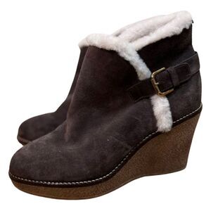 Boden Dark Brown Shearling Lined Wedge Ankle Boot Sz. 39 (8)